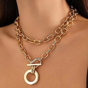 Gold Exaggerated Multilayer Statement Necklace